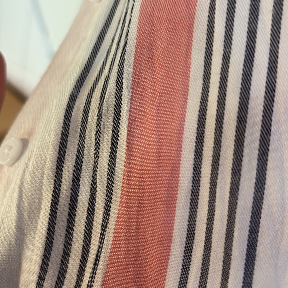 BeachLunchLounge small Striped Button-Up Blouse - Pink and White - Picture 5 of 5